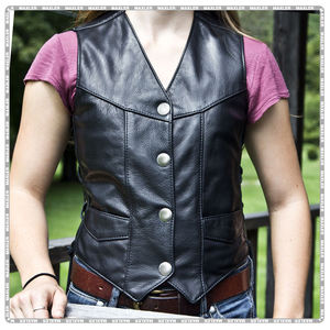 Gilet de moto en cuir souple et solide pour femmes Gilet en cuir écologique confortable de qualité supérieure - Product Image 5