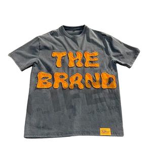 T-shirt Homme Personnalisé 2026 en Coton Lourd 100% Coton, Style Vintage, Broderies Effet Vieilli, Patchs et Lavage Acide - Product Image 1