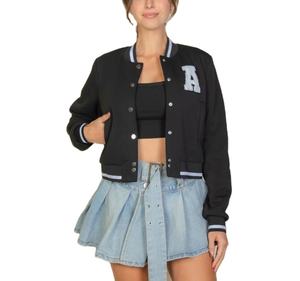 Veste universitaire américaine en laine de haute qualité personnalisée pour femmes, col montant, veste courte entièrement en laine personnalisée - Product Image 1