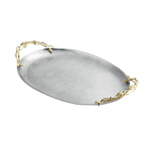 Vassoio Moderno Ovale Florentino in Argento per Servire Cibo, Decorativo per la Casa, Perfetto per <span class=keywords><strong>Snack</strong></span> e Altri Alimenti - Product Image 3