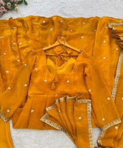 Robe de mariée en coton brodé de sequins satinés FENDY DESIGNER, avec dupatta, séchage rapide, prix de gros - Product Image 6
