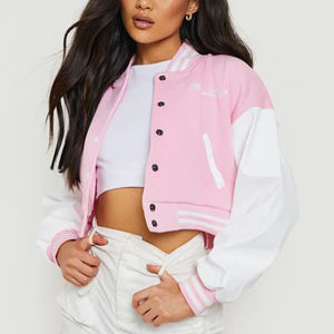 Veste universitaire unisexe tendance, coupe ample, col et poignets côtelés, manches contrastées, broderie personnalisée tendance, vêtements d'équipe scolaire - Product Image 1