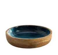 Enamel cetak Set mangkuk kayu mangga desain Asia pencuci piring peralatan makan alami aman Server Salad Set kualitas terbaik