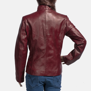 เสื้อแจ็คเก็ตหนังแกะแท้สำหรับผู้หญิง ทรงเข้ารูป ดีไซน์เย็บติดกัน ระบายอากาศได้ดี กันน้ำ เป็นมิตรกับสิ่งแวดล้อม ซับในผ้ายืด - Product Image 5