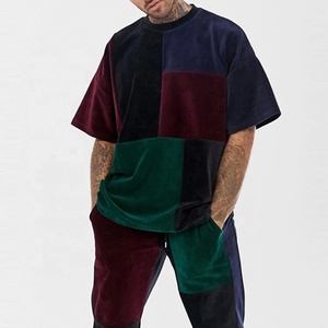 Conjunto corto de terciopelo holgado de gran tamaño para hombre, conjunto de chándales de terciopelo, traje a juego de terciopelo, ropa transpirable para exteriores de verano - Product Image 5