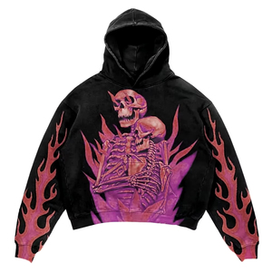 Sweat à capuche court en coton 100% coton de haute qualité avec logo hommes Anti-rétrécissement French Terry Vintage Hoodies - Product Image 1