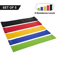 Juego de Bandas de Resistencia de Látex, 5 Bandas para Ejercicios de Piernas y Glúteos, Entrenamiento de Fuerza, Yoga, Estiramiento, Fisioterapia, Bolsa de Transporte, 5 Resistencias