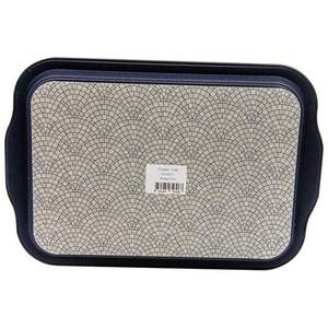 Plateau rectangulaire en métal à motif de mosaïque géométrique de 215x316mm avec plateau de service à poignée - Product Image 3