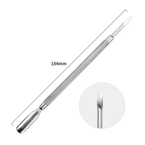 Pousse-cuticules double embout en acier inoxydable 130 mm, réutilisable et durable, pour manucure et pédicure, design à double tête - Product Image 2