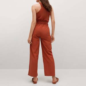 100% coton combinaison femme Fitness danse Gym qualité 2 pièces combinaison vêtements de sport barboteuses sans manches combinaison Yoga ensembles filles - Product Image 6