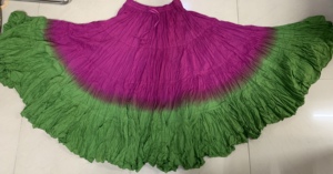 Jupe de danse latine Lux Artisan teinte à la main, 25 yards, entièrement évasée, en coton, pour femmes, faite à la main, style bohème, maxi, ceinture ajustable à la taille - Product Image 3