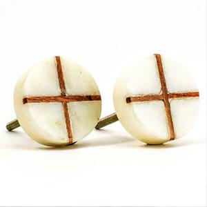 <b>White</b> Marble And Brass Cylinder Handle <b>Door</b> <b>Knob</b> Custom Color Shape Size Made in India - Product Image 3