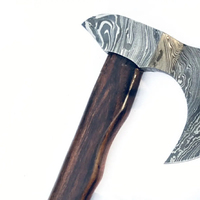 Burraq Custom Tomahawks en acier Damas de 19,5 pouces, manche en bois de rose, étui en cuir, pour camping, chasse, cadeau pour papa, qualité industrielle et DIY