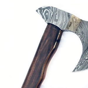 Hacha de Acero de Damasco Burraq Personalizada de 19.5 Pulgadas, Hacha para Partir Madera con Mango de Madera de Palisandro, Funda de Cuero, Regalo para Papá, Grado Industrial para Bricolaje - Product Image 4