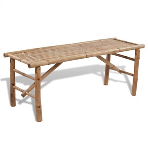 VidaXL Table à bière avec 2 bancs en bambou et imperméable à l'eau, l'ensemble est durable et facile à nettoyer avec un chiffon humide. - Product Image 5