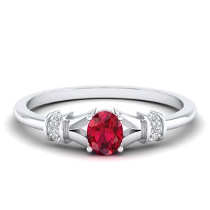 Bague de fiançailles REYES en argent sterling 925 avec rubis ovale de 0,35 carat, bijoux en moissanite GRA pour femmes - Product Image 5