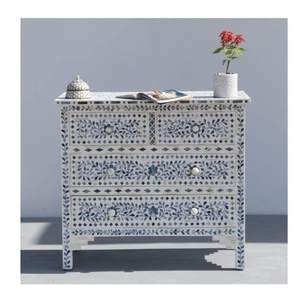 Cajón Pecho Incrustaciones de hueso 7 Cajón Pecho Floral Multicolor Incrustaciones de hueso Mesa con hueso de la mejor calidad/Madre de perla Incrustación - Product Image 6