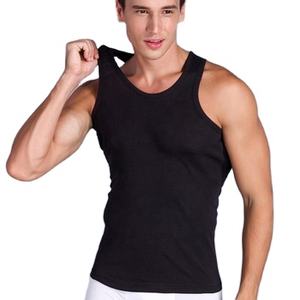 Vente chaude hommes côtes sans manches débardeur 100% coton blanc Singlet gilet pour hommes entraînement Gym Fitness couleurs unies hommes débardeur - Product Image 1