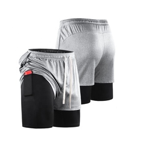 Short de Sport Taille US Logo Personnalisé 2 en 1 Jogger Suit Avec Compression Intérieure Hommes Fitness Workout Training Wear Gym Shorts - Product Image 2