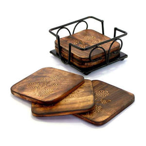 Posavasos de madera de acacia destacados Soporte disponible Diferentes formas de diseño Venta al por mayor Precio de fábrica Producto Alfombrillas Almohadillas Posavasos de nogal - Product Image 1