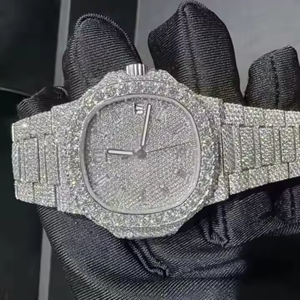 41mm montre en acier inoxydable étincelant fait à la main Bustdown VVS Moissanite diamant mouvement mécanique montre à la mode \ bijoux - Product Image 3