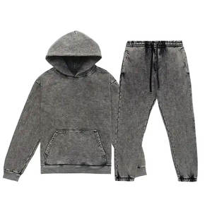 Customized High Quality Winter <b>Hooded</b> Acid Wash Men's Full-<b>zip</b> Breathable Lightweight Jogging Tracksuit Wholesale - Product Image 1