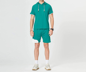 Conjunto de 2 piezas de moda de verano para hombre, traje de playa informal, camisa de manga corta sólida y estampada con pantalones cortos, opción de talla grande, pantalones cortos para hombre - Product Image 5
