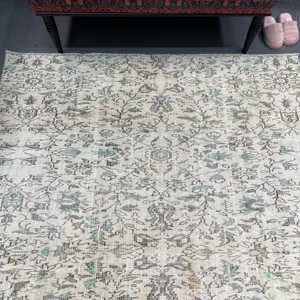 พรมวินเทจสไตล์ตุรกี ขนาด 5.7x8.3 ฟุต พรมลายดอกไม้สีเทาขนาดใหญ่ - Product Image 3