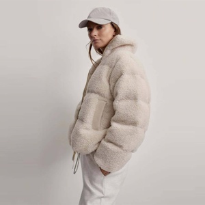 Solid Women's <b>Long</b> Sleeve Crop Puffer Down <b>Jacket</b> with Thick Zipper Breathable Bubble Coat for <b>Winter</b> - Product Image 2