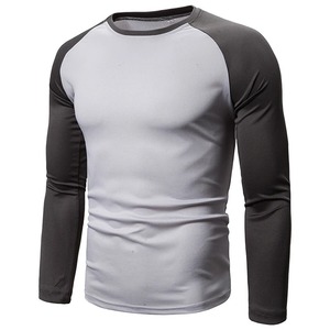 T-shirt uni à manches longues décontracté pour hommes 220 grammes polyester/coton jersey respirant écologique blanc brodé - Product Image 4
