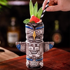 Diseño único Copas de cóctel Forma de loro Taza Tiki Helado hecho a mano Creamic Hawaiian Tiki Cup para Bar - Product Image 3