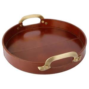 Durable faux leather <b>tray</b> for multiuse service including dining room display or home <b>office</b> organization - Product Image 5