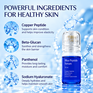 Ampoule faciale au peptide bleu OEM sous marque privée 50ml – Soin hydratant pour le visage et les lèvres – Emballage personnalisé avec logo – Vente en gros - Product Image 1