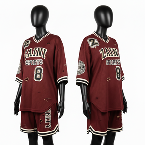 Conjunto Deportivo de Mujer de Alta Calidad, 180 GSM, Malla de Poliéster, Color Granate y Crema, Ribete Acanalado, Logotipo Bordado Personalizado - Product Image 5