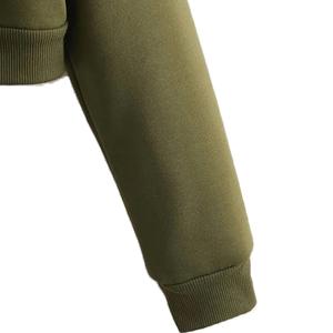 Trendy Distressed Cropped Hoodie For Women Featuring Lightweight <b>Cotton</b> Build <b>Raw</b> Cuffs And Modern Minimalist Street Look - Product Image 4