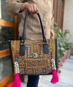 Bolso bordado tradicional hecho a mano indio para mujer, bolso de compras con borlas Banjara Vintage, bolso de mano bohemio Hippie con estilo - Product Image 3