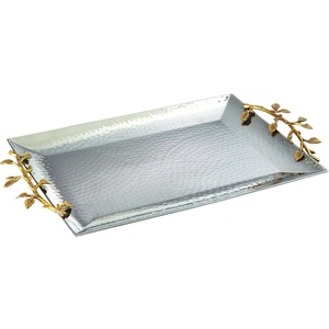 Plateau de forme rectangulaire en acier inoxydable élégant avec poignée en aluminium moulé Plateau de service très exigeant le plus vendu à vendre - Product Image 1