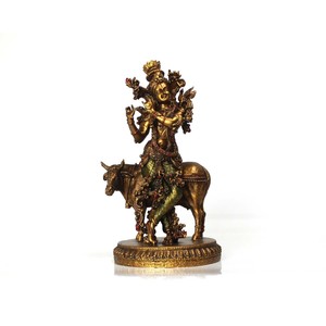 Artisanat en métal finition laiton résine, motif Vache Krishna, style Art Déco traditionnel, pour décoration de bureau, salon, extérieur et maison, idéal pour un anniversaire - Product Image 1