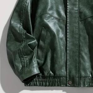Veste streetwear robuste, respirante, écologique, en cuir, à col roulé, avec fermeture éclair, couleur personnalisée, sur mesure pour homme, OEM/ODM - Product Image 5
