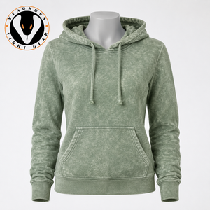 Sweat à capuche délavé pour femme, aspect vintage, matière douce, coupe décontractée, streetwear quotidien, écologique, logo frontal - Product Image 1
