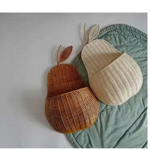 Décorations murales, panier à fruits vintage tissé à la main, décoration murale en rotin, panier de rangement suspendu - Product Image 3