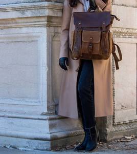 Leather Canvas Luxury <b>Backpack</b> Stylish Vintage Travel School Laptop Factory Wholesale Lightweight Eco-Friendly Large Capacity - Product Image 6