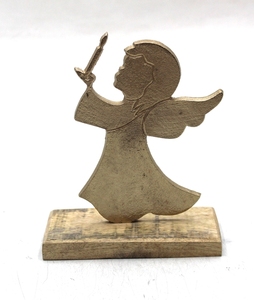 Ángel Decorativo Navideño de Aluminio/Madera Hecho a Mano al por Mayor con Base de Latón Rústico Estilo Clásico EPL Personalizado al por Mayor - Product Image 3