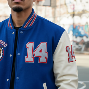 Chaqueta Universitaria de Baloncesto Unisex Vintage con Cuello Alto Bordado, Estilo Americano, 100% Seda, Resistente al Viento y Ecológica - Product Image 3