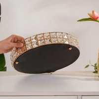 Plateau de vanité artisanal moderne en métal miroir doré, luxueux, pour mariage, fête, présentoir à parfums, organisateur de bijoux, glamour