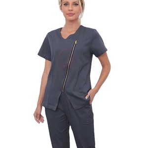 Wholesale Price High Quality Needle Detection Polyester Spandex Breathable Custom Logo Hospital <b>Scrubs</b> <b>Sets</b> For Women. - Product Image 1