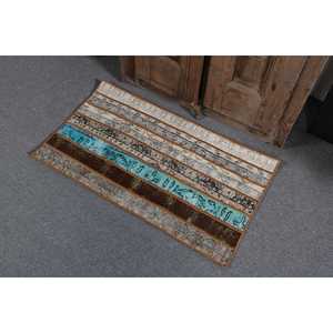 1.8x3.1 ft Rug, Turkish Rug, Vintage <b>Brown</b> <b>Wool</b> Animal Print Rug - Product Image 3