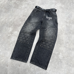 <span class=keywords><strong>Jeans</strong></span> in Cotone Traspirante <span class=keywords><strong>con</strong></span> <span class=keywords><strong>Tasche</strong></span> <span class=keywords><strong>Laterali</strong></span> Personalizzate, Gamba Dritta, Effetto Sbiadito e Lavaggio Acido per Uomo Autunnale - Product Image 1