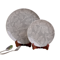 Ensemble d'assiettes en porcelaine écologiques au design moderne et luxueux, durables, compatibles lave-vaisselle, non toxiques, gris, taille personnalisable
