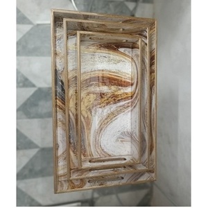 Ensemble de 3 plateaux de service en émail de luxe imprimés, faits à la main, décoratifs, pour la salle à manger, la cuisine et la table à domicile - Product Image 1